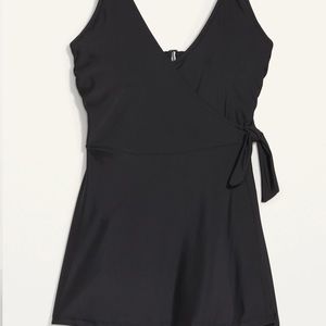 Flattering Black Wrap Swim Dress Swim Suit